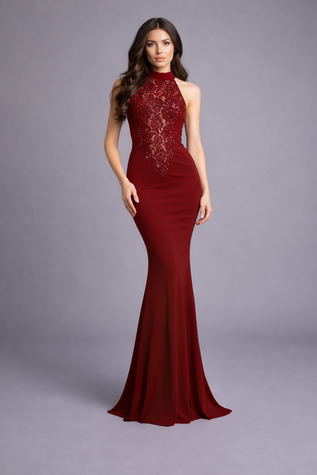 Celeste Lace Halter Maxi Dress