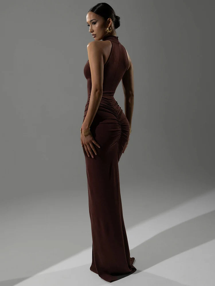 Sleek halter maxi